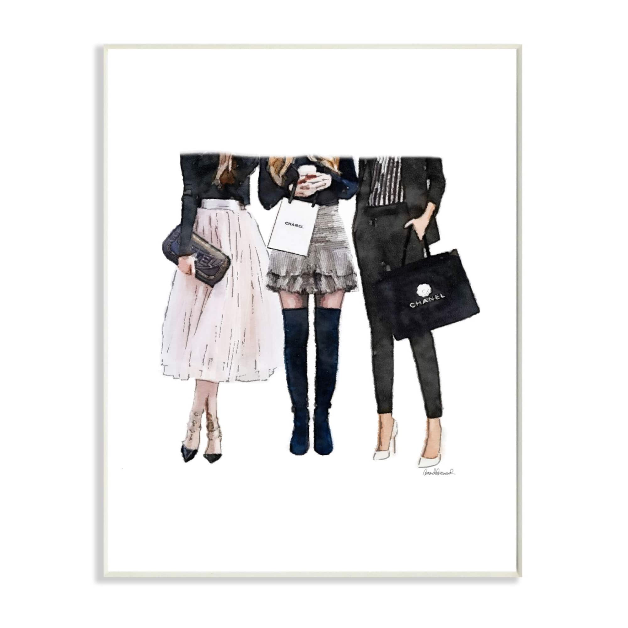 Stupell Industries Fashion Models Glam Brands Watercolor Wood Wall Plaque